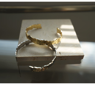 日韩日杂锡箔纸风格不规则开口可调节个性街头混搭金属风手镯手链