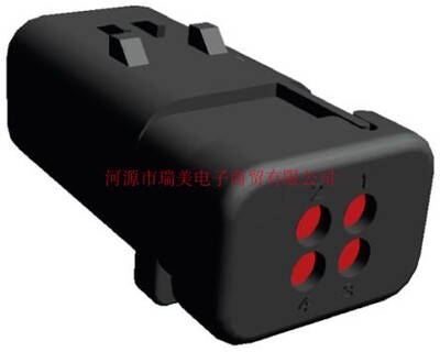TE汽车连接器AMPSEAL 16公外壳2行4路夹安装红色776488-1