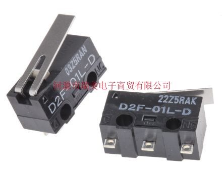 Omron欧姆龙单刀双掷常开常闭摆杆微动开关100mA30V直流D2F-01LD
