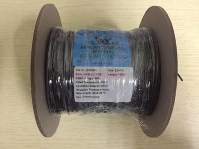 瑞美电子UL11028线型600V线规22AWG黑色100m长872-4527