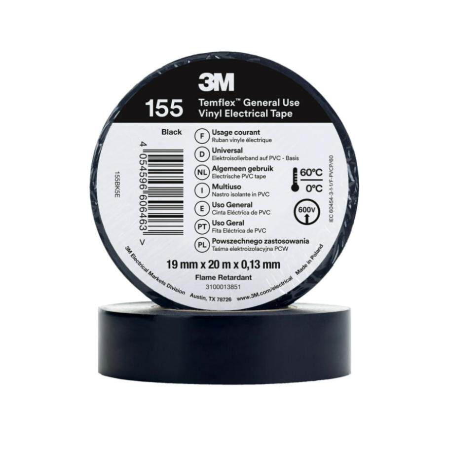 3M乙烯基19MM20M0.13MM电工胶带246-9539黑色155BK5E
