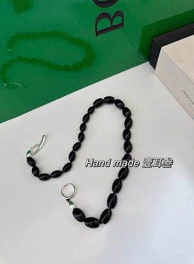 吾小历黑玛瑙椭圆串珠项链