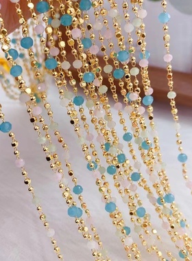 彩色kc金水晶链条 绿色 黑色细链子眼镜链 手工链diy饰品配饰