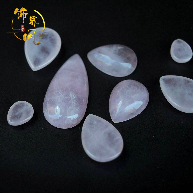 天然石粉水晶马粉水滴戒面平底贴片半面散珠 diy镶嵌粘贴吊坠材料