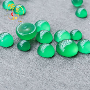 4-10mm天然绿玛瑙平底半圆戒面镶嵌材料 diy发簪耳钉手链饰品配件