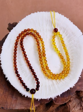 天然琥珀血珀金珀渐变彩虹吊坠珠链M01D51830