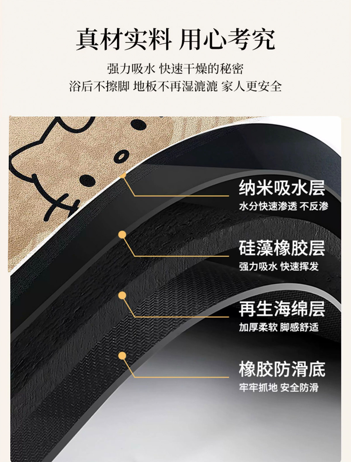 2026 New style bathroom anti-slip foot MATS, bathroom water-absorbing diatom mud floor MATS, household toilet door quick-drying carpets thumbnail 8