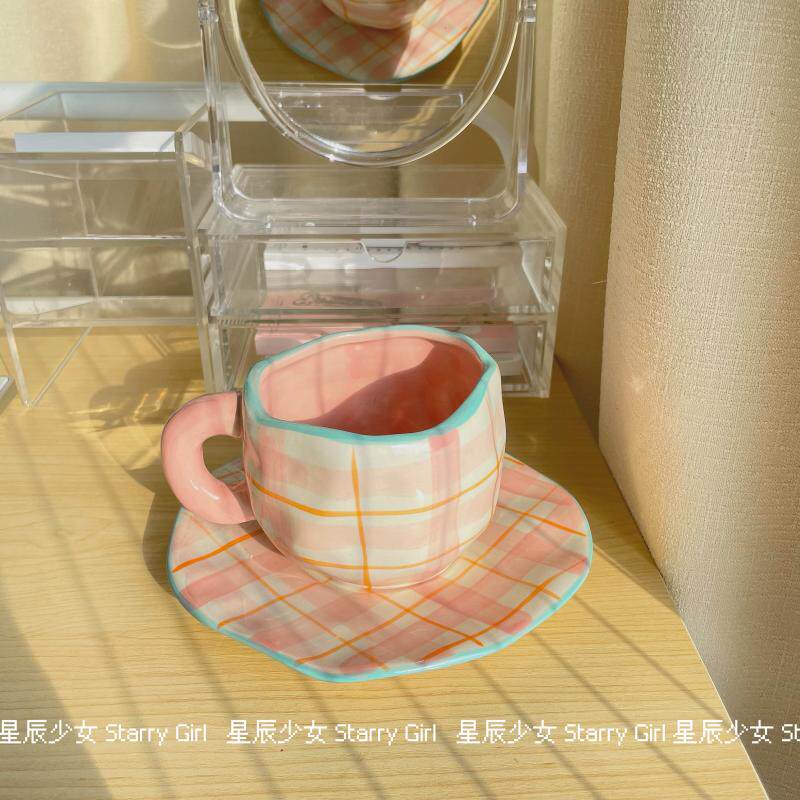 ins韩式手捏陶瓷法式少女小清马克杯