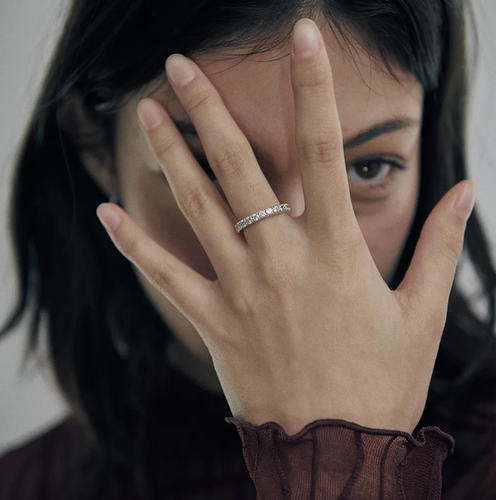 韩国verte925银仿钻镶嵌戒指