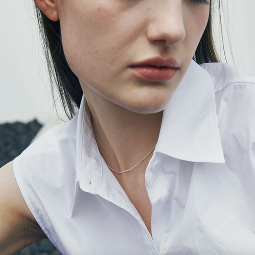 韩国verte925银锁骨链叠戴项链