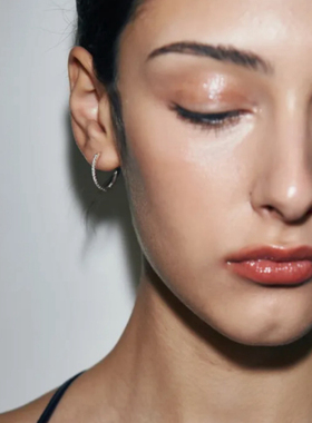 韩国代购ins小众verte925银19mm仿钻镶嵌耳环小红书博主angkm推荐