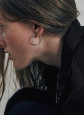 韩国代购ins小众verte925银26mm大号素圈耳环小红书博主angkm推荐