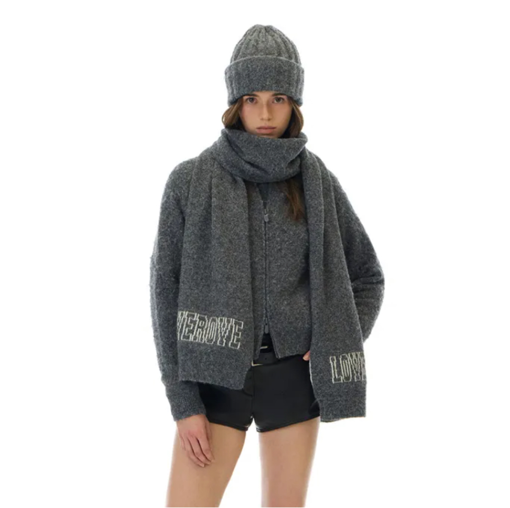 韩国秋冬GROVE字母针织百搭围脖