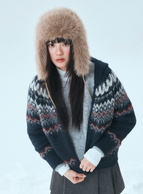 小红书博主angkm推荐韩国代购MIXXO费尔岛连帽针织开衫毛衣外套