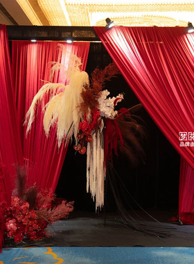 160cm宽红色婚庆牛奶丝弹力布料周岁礼环创吊顶婚礼装饰背景面料