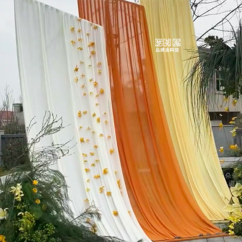 明黄色橘色鹅黄色弹力布橙色黄色节日婚庆布置吊顶布牛奶丝布幔