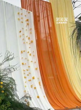 明黄色橘色鹅黄色弹力布橙色黄色节日婚庆布置吊顶布牛奶丝布幔