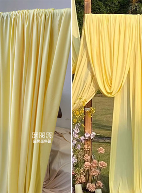 鹅黄色明黄色黄色系牛奶丝弹力布户外婚庆背景布吊顶装饰布料面料