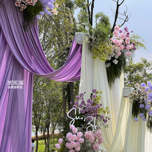 紫罗兰深紫雪青紫紫色系布料婚庆礼堂活动背景布吊顶牛奶丝弹力布