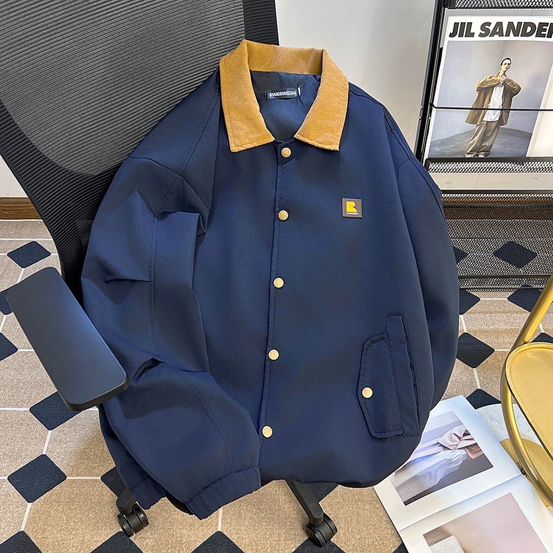 SSQ647-P65翻领撞色潮牌夹克复古休闲宽松情侣款外套，男装夹克，星座1608
