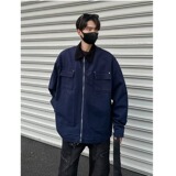 JX3569-P95春季新款翻领外穿拉链藏蓝色底特律工装夹克外套，男装夹克，星座1608