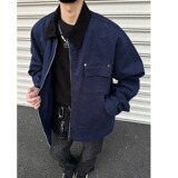 JX3569-P95春季新款翻领外穿拉链藏蓝色底特律工装夹克外套，男装夹克，星座1608