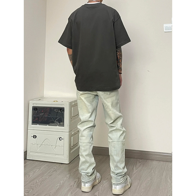 B2230-P48水洗高街修身小脚牛仔裤百搭纯色直筒裤,男装牛仔裤,星座1608