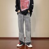 V1444-P53美式ins高街扎染做旧牛仔裤新款潮牌宽松阔腿长裤，男装牛仔裤，星座1608