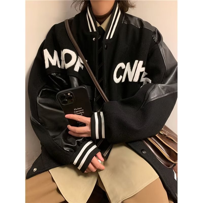 V1449-P63情侣装pu皮棒球服外套男士潮牌秋冬季新款美式高街夹克,男装夹克,星座1608