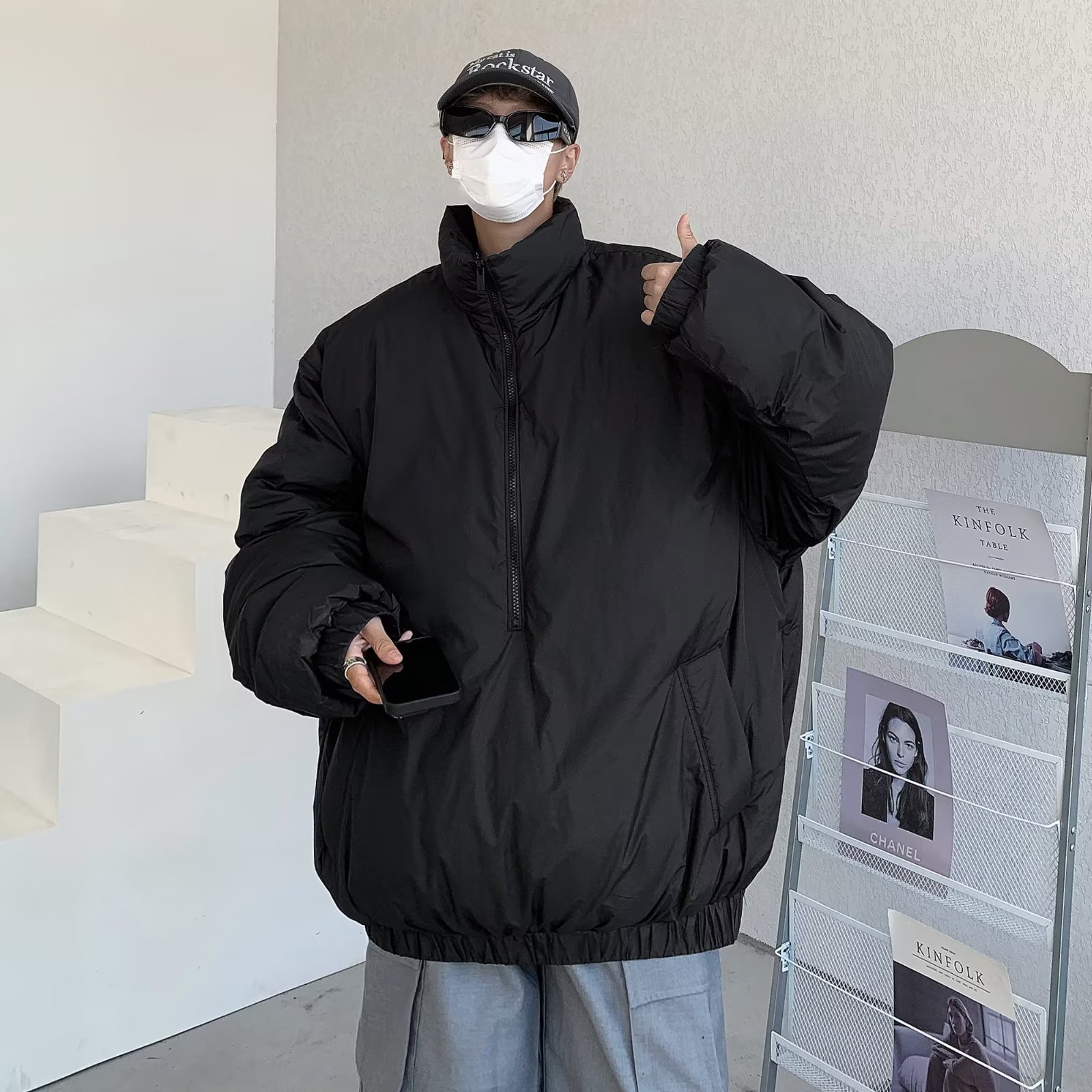 V1448-P88服冬季面包服情侣袄外套高街美式纯色衣潮牌ins,男装棉衣,星座1608