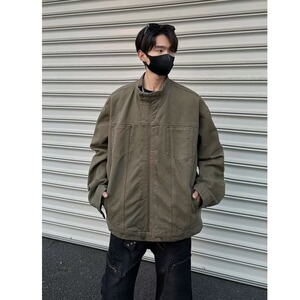 JX3558-P95 春季新款复古重磅水洗哈灵顿外套立领设计感休闲夹克图片