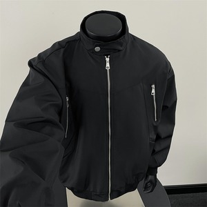 HY205-P68 春季新款立领工装飞行夹克美式复古宽松拉链棒球服外套图片