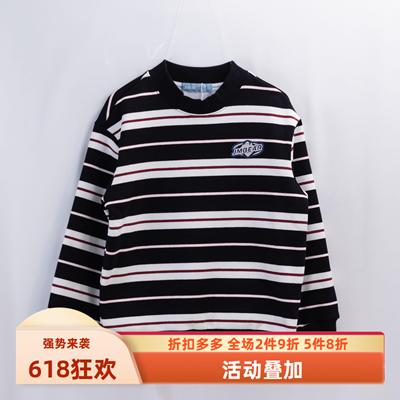 杰米熊秋冬男棉条纹加绒卫衣