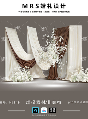 美拉德布幔婚礼效果图HJ249 咖色香槟白色迎宾设计【MRS】