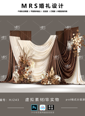 美拉德布幔婚礼效果图HJ243 咖色奶茶香槟白色迎宾设计【MRS】