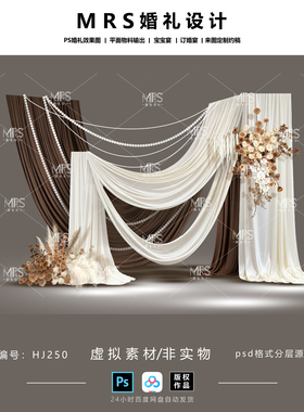 美拉德布幔婚礼效果图HJ250 咖色香槟白色迎宾设计【MRS】