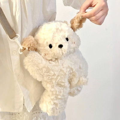 可爱卡通小背包毛绒玩偶小狗趴趴包公仔斜跨包娃娃包生日礼物