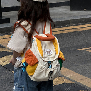 幼儿园小学生书包新款可爱儿童时尚撞色男女孩外出游轻便研学背包