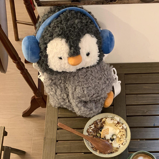 趴趴小企鹅斜挎包可爱毛毛绒斜挎包少女背包玩偶公仔卡通双肩包