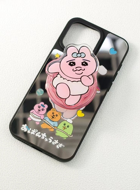 苹果16手机壳iphone15Pro适用12/13/14/15ProMax镜面卡通日本内裤兔opanchu尿布兔亚克力磁吸支架magsafe支架