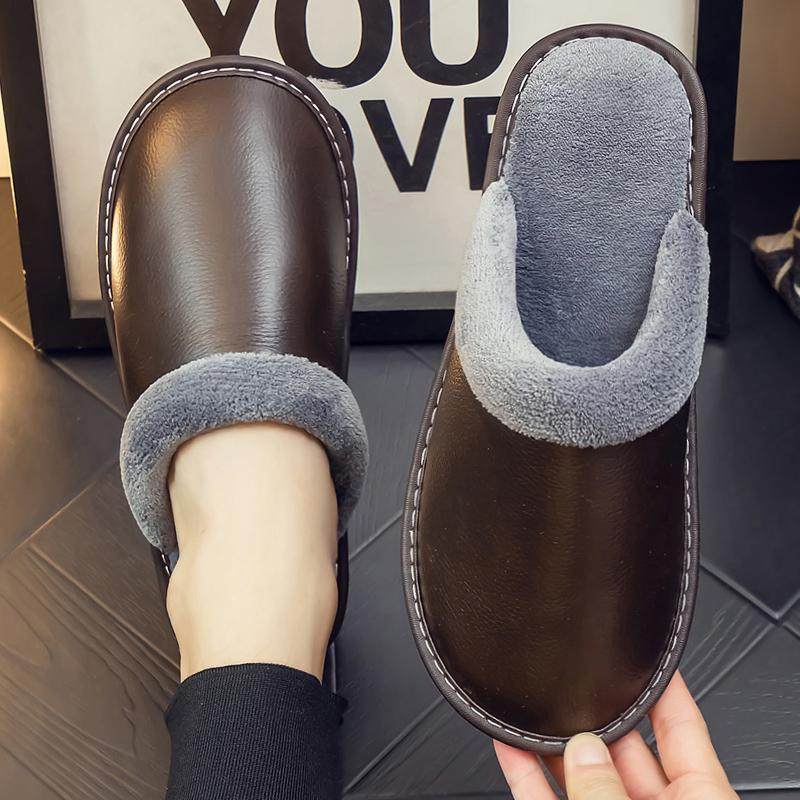 秋冬季家居拖鞋男女室内牛皮面防水防滑防臭软底加绒保暖居家棉拖,居家布艺,居家棉拖/棉鞋,淘宝优惠券,粉丝福利购,淘宝优惠卷