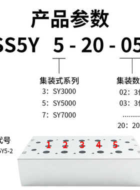 SMC型电磁阀阀板SS5Y5-20-02/03/04/05汇流板SY5120/5000阀座现货