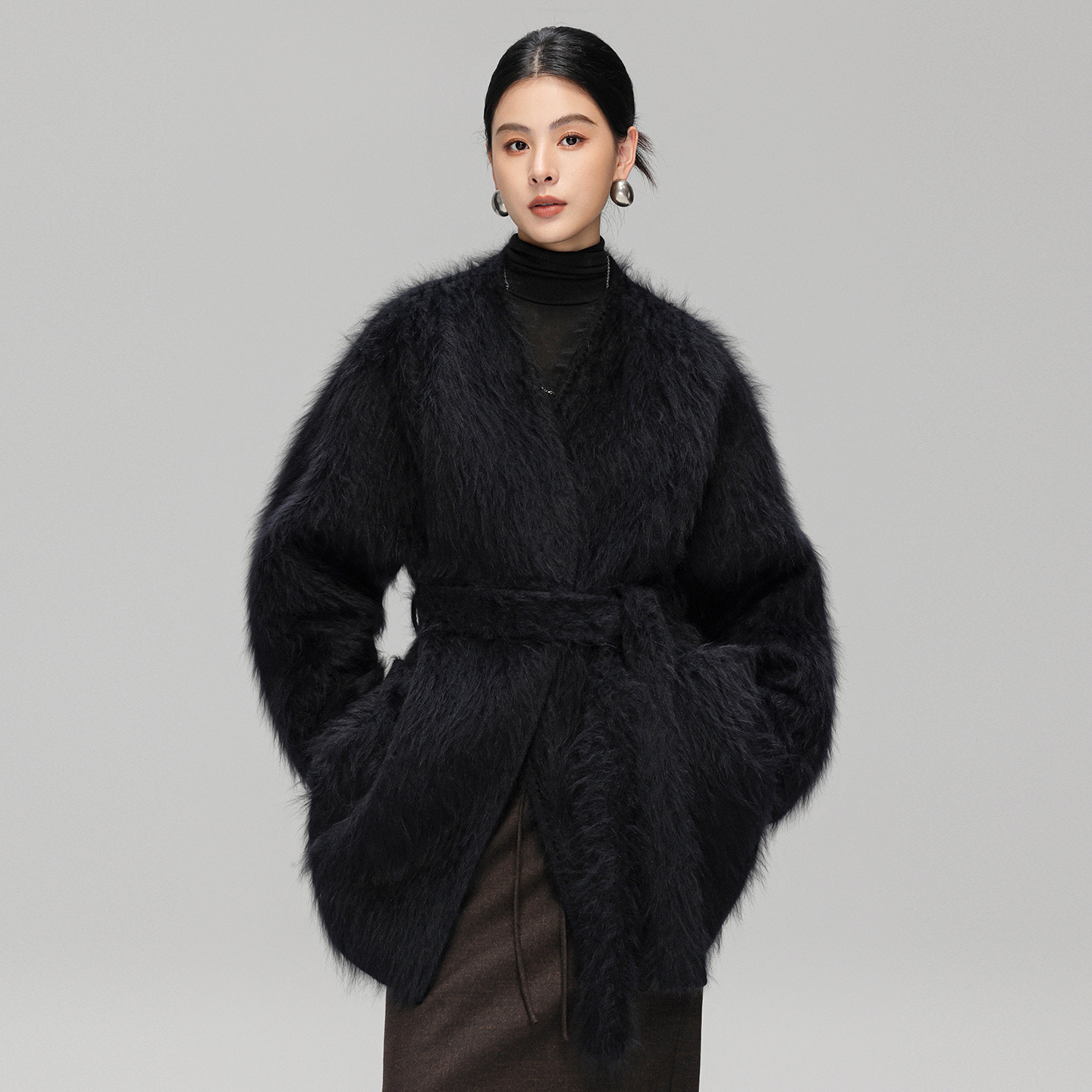 安哥拉兔绒大衣高级感年轻款外套