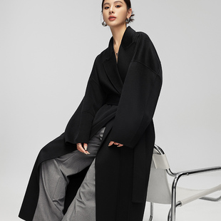 25秋冬新 黑色双面羊绒羊毛大衣女长款 CHIIYEAR池也 气场女王