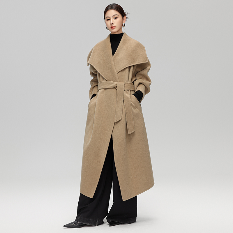 山羊绒羊毛长款慵懒双面呢外套女