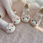 悠米yomi原创美美粉乐蒂Lolita鞋 平底 圆头低跟宅系lo鞋