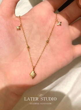 幸运星芒！925银八芒星项链小众
