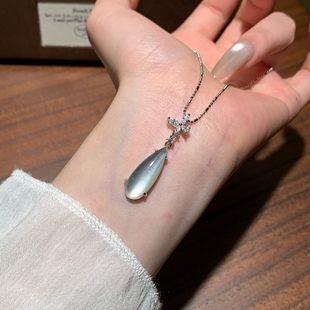 「月光酿」天然水沫玉项链女款s925纯银轻奢小众精致送礼物闺蜜