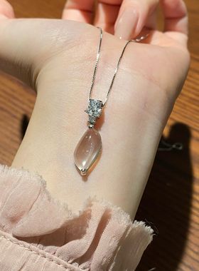 「白玉兰花瓣」天然水沫玉S925银项链女款轻奢小众设计感送闺蜜