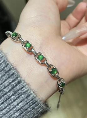 春眸悸动！时尚天然翡翠纯银手链